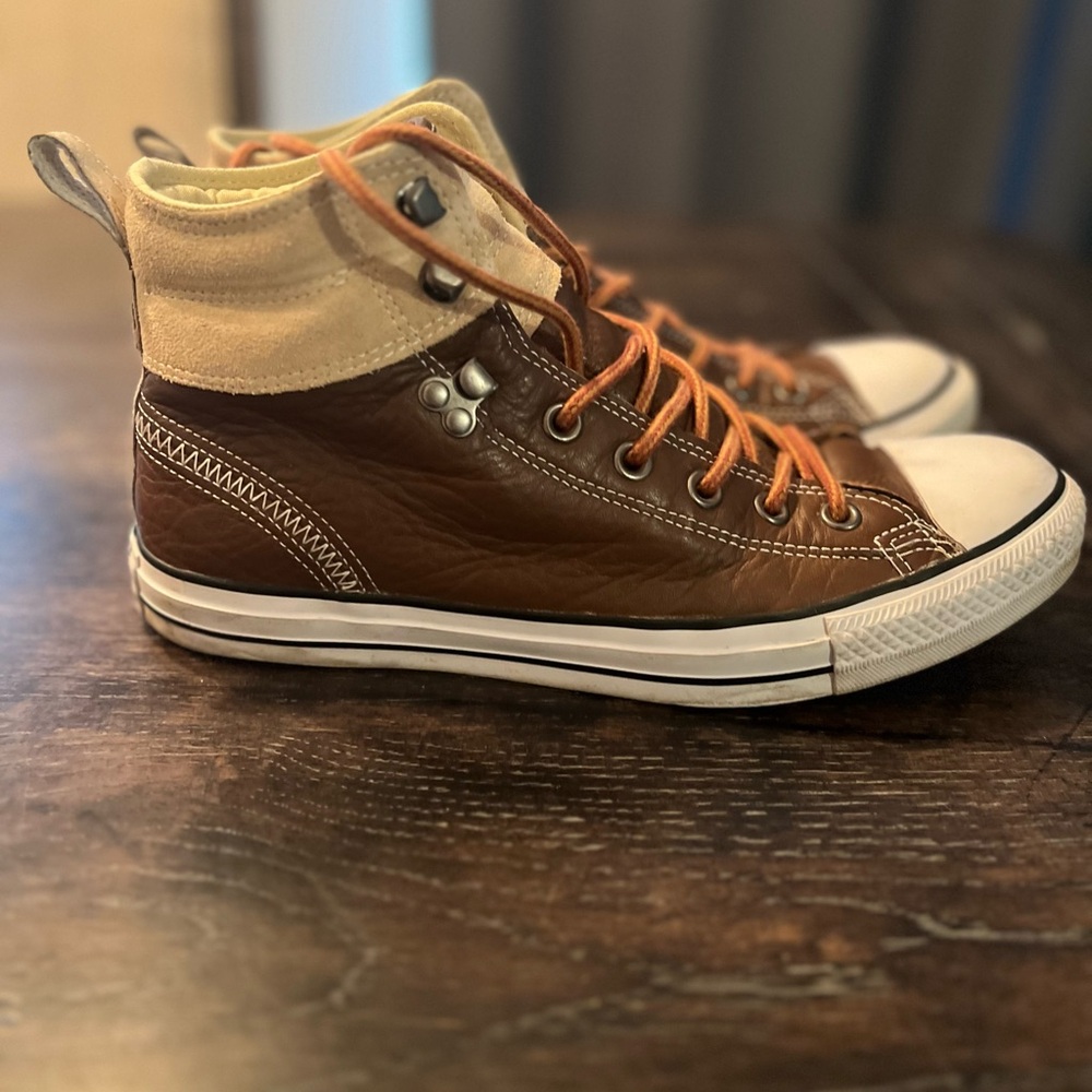 Leather converse all star high tops